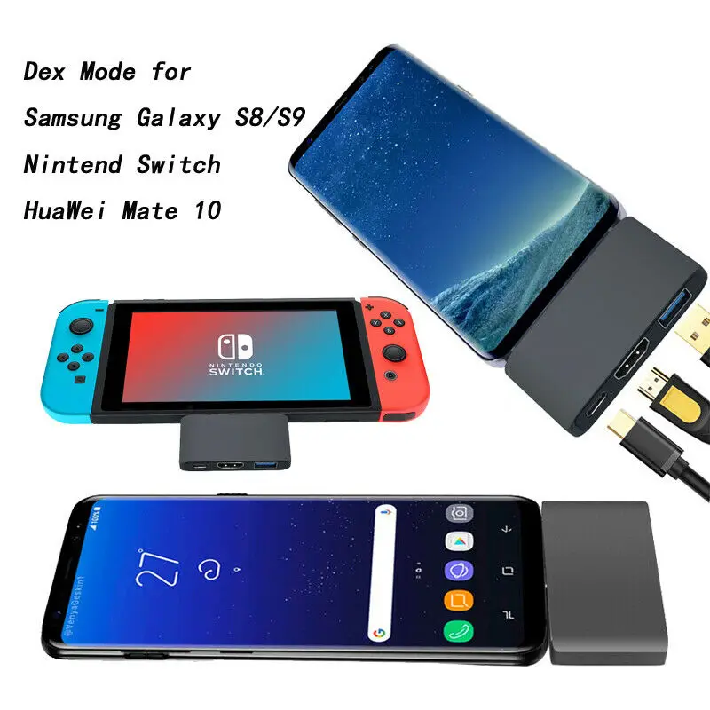 

USB Type-C Adapter For Samsung S8/S9 HuaWei Mate10 USB C Hubs To HDMI Support S