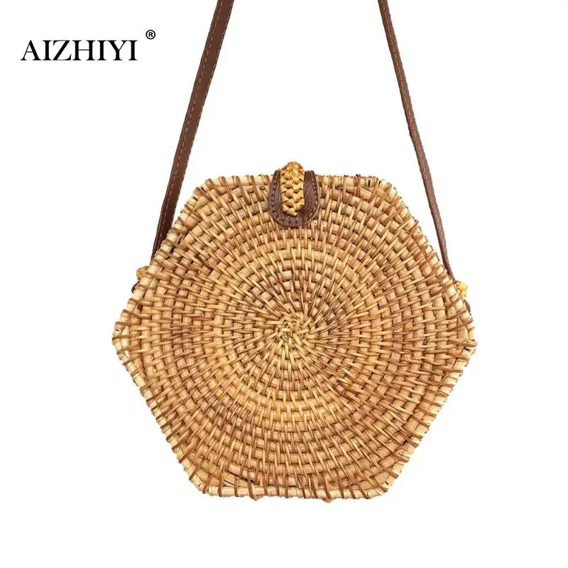 

2019 Bohemian Bali Rattan Bags for Women INS Popular Female Summer Mini Handbag Shoulder Messenger Handmade Knitted Crossbody