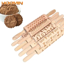 HOOMIN 43 см/35 см рождественское тиснение деревянная Скалка олень; Снежинка печенье выпечка печенья торт тесто выгравированный ролик