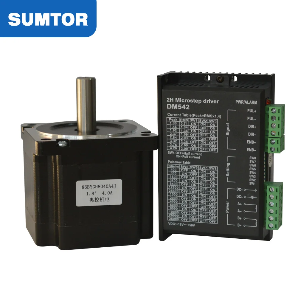 

NEMA 34 Stepper Motor With Driver DM542 Big Torque 4.5NM 86HS8040A4JEP SUMTOR