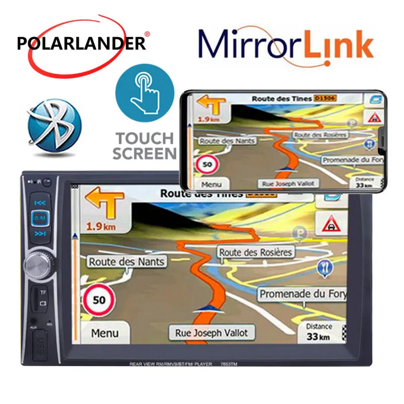 

6.6 inch Remote Control Bluetooth Touch Screen MP5 Player DVR 2 Din 5 languages for Android Mirror Link Car Radio USB/AUX/SD