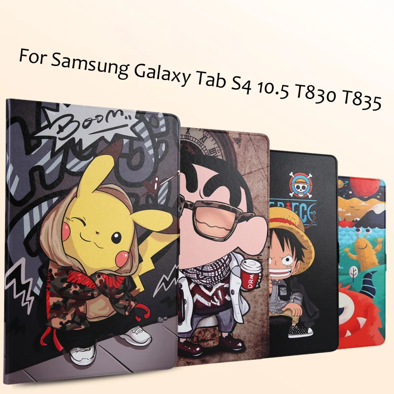 

Fashion Painted Flip PU Leather Case For Samsung Galaxy Tab S4 10.5 T830 T835 Smart Case Cover + Gift