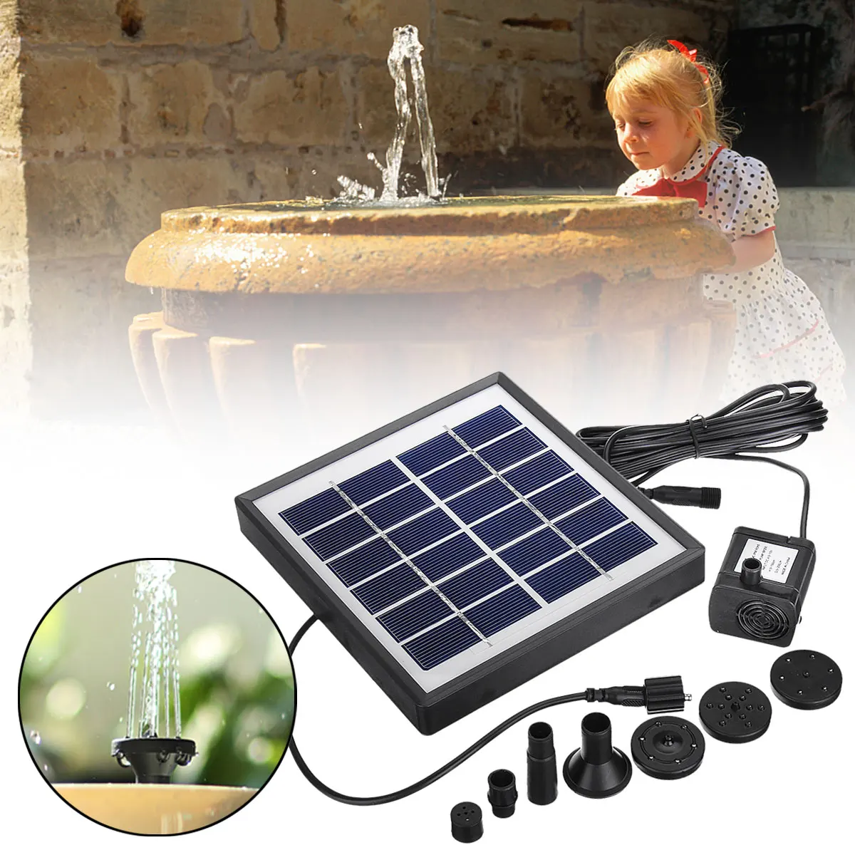 

1.5W 175L/h Brushless DC Multi-functional Solar Powered Water Pump Energy Saving Outdoor Fountain Pump for Fish Tank Pond