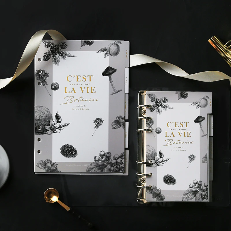 

2019 Spiral A6 Leaf Notebook Inner Pages Handbook Loose-leaf Pages Transparent Bronzing Pvc Material Index Page Separator Page