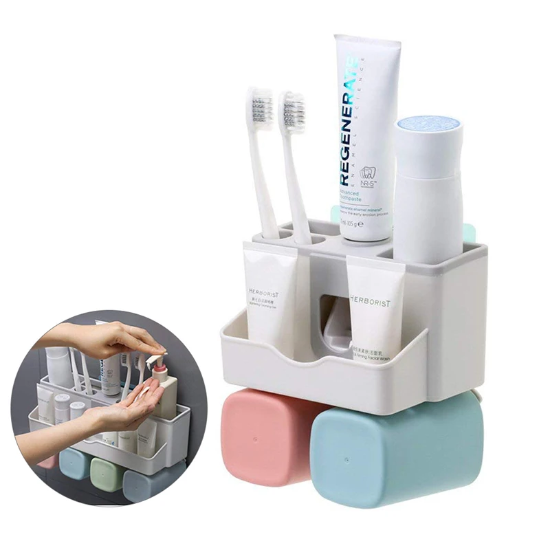 New Plastic Multi Wall Mounted Toothbrush Cup Holder Automatic