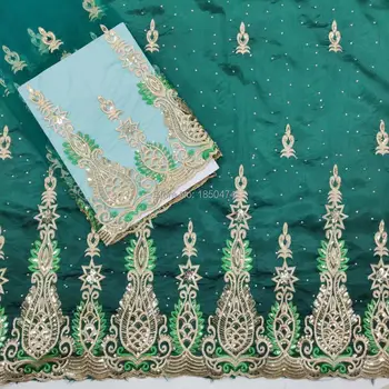 

2019 African George Lace Fabric With Blouse Indian Green Lace Fabric With Blouse For Nigeria Wedding Dress Silk Lace Fabric WHQ6