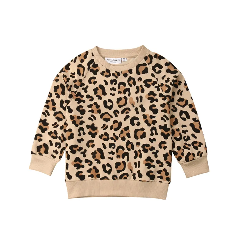 

2019 Spring Toddler Baby Girl Clothes Kids Boy Girl Leopard Print Long Sleeve Pullover Hoodies Sweatshirts Coat 1-7Years