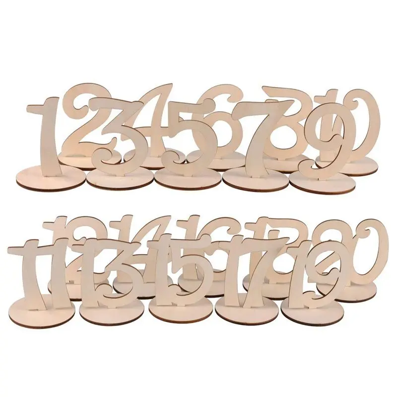 

Wooden Table Number 1-20 Wood Wedding Table Numbers with Holder Base for Wedding Party Home Decoration Vintage Birthday Event