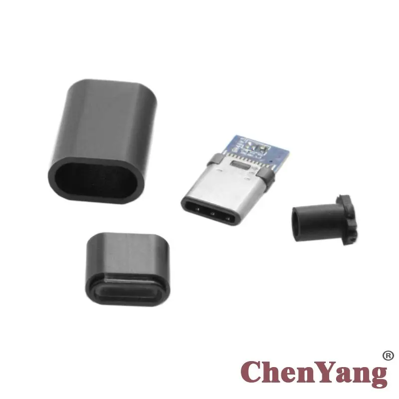 

Chenyang 100pcs/lot USB 3.1 Type C USB-C DIY 24pin Male Plug Connector SMT type with Black Housing Cover