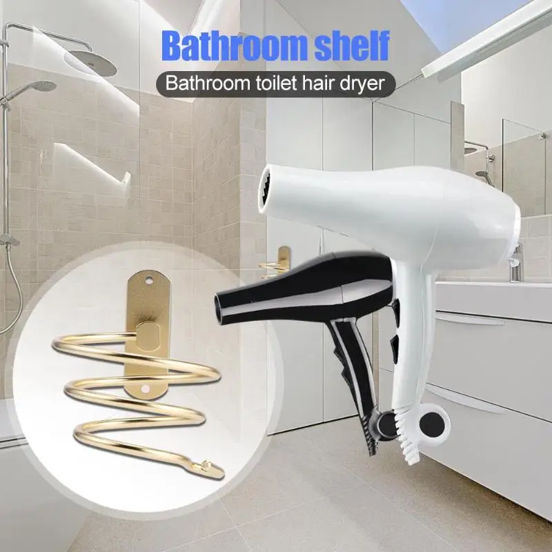 

Bathroom Hair Dryer Holder Wall Mounted Rack Space Aluminum Shelf Storage Organizer Hairdryer Holder Bracket Bathroom Shelves