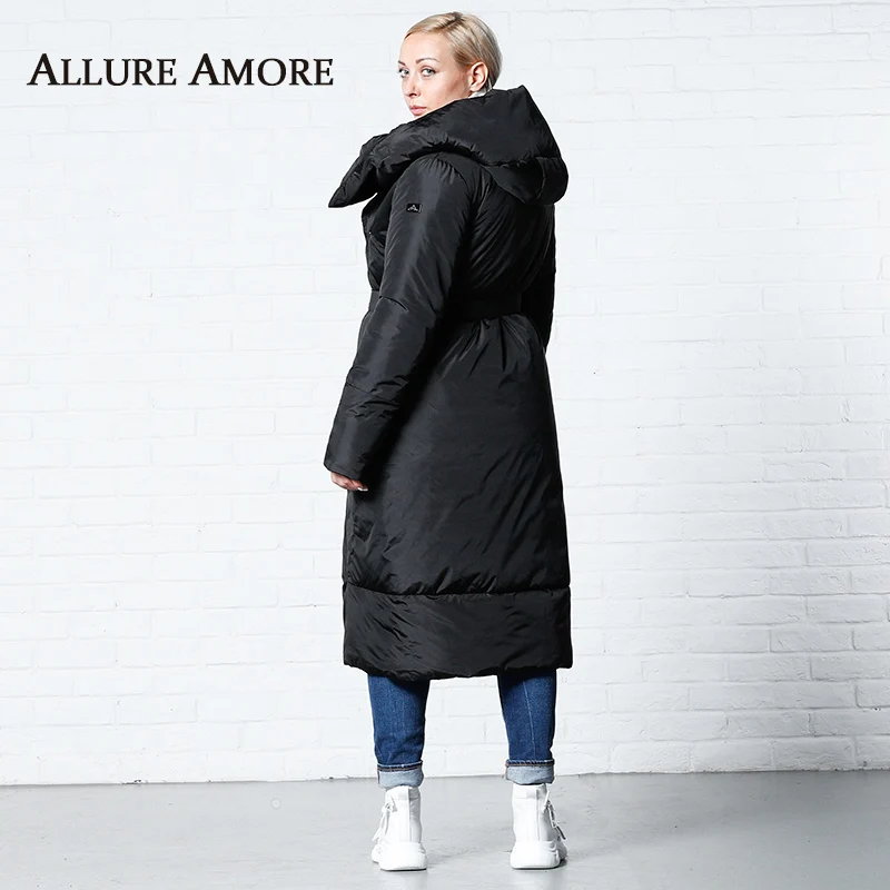 Winter Jackets Women New Women's Parka Female Long Jacket hooded Woman Coat Puffer 2019 Winter Coats With Belt AllureAmore