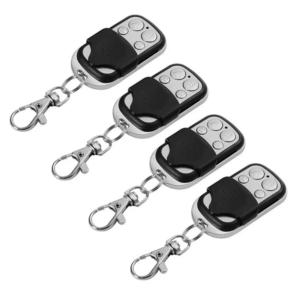 Remote Control 433mhz Plastic Metal Electric Cloning 4 Channel Universal Copy Code Gate Garage Door Opener Key RF Fob Universal Black /& Chrome