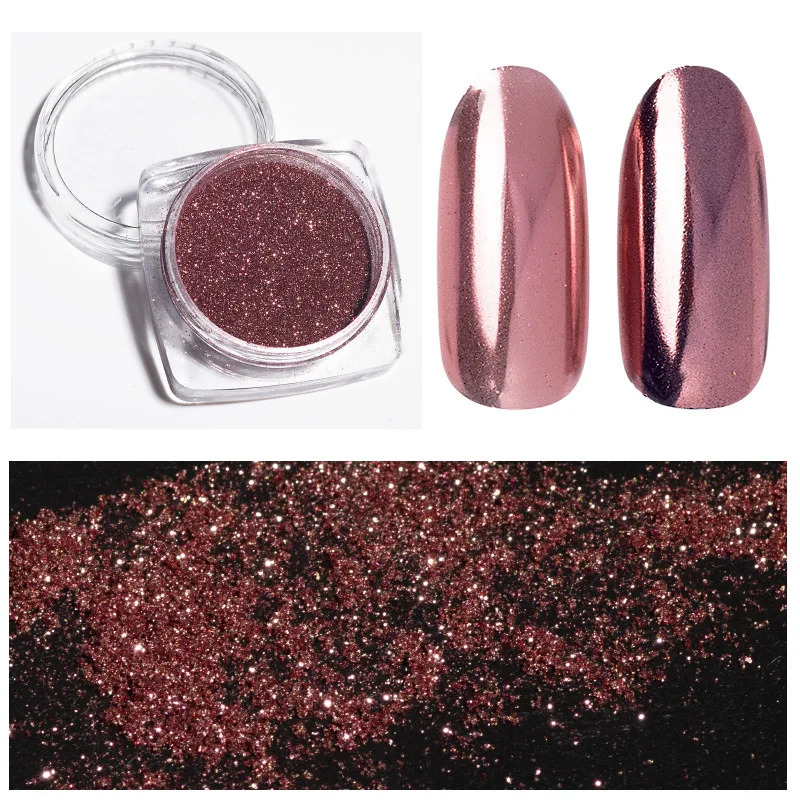 

1 Box New Arrival 0.5g Rose Gold Mirror Effect Powder Nail Glitter Holographic Chrome Nail Pigment Pearl Powder Decor Manicure