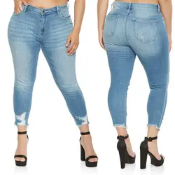 Дамские джинсы с эластичными дырками, ковбойские штаны, новая модель, большие размеры