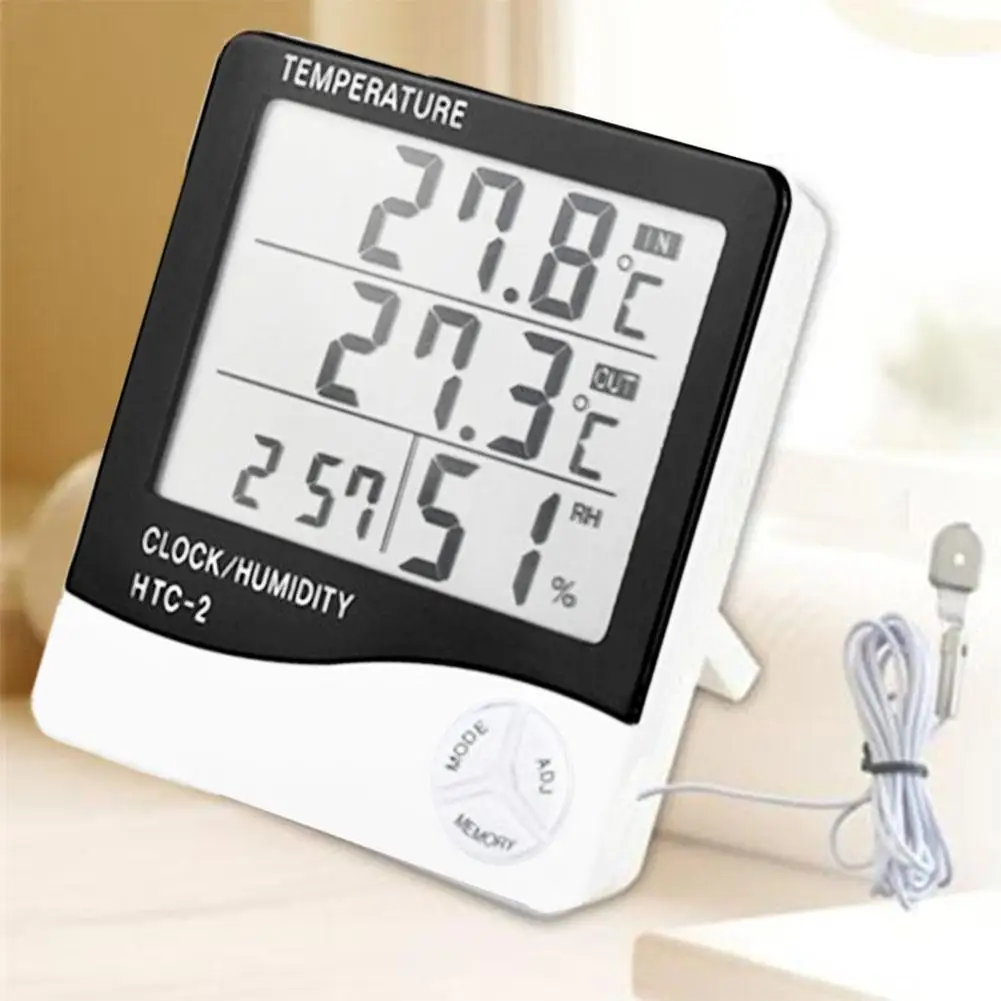 

Adeeing Digital Thermometer Hygrometer Electronic LCD Indoor Outdoor Temperature Humidity Meter Weather Clock Station