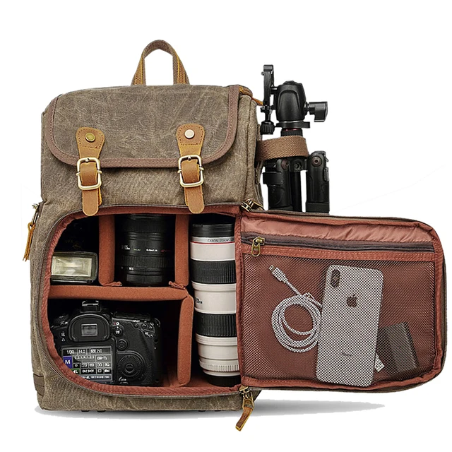 US $45.37 Batik Camera Bag Canvas Camera Backpack Waterproof Multi-functional Outdoor Wear-resistant Camera B
