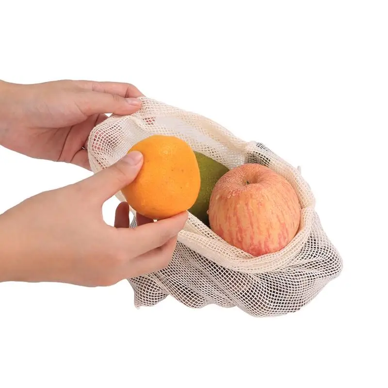 Многоразовые мешки из хлопчатобумажной сетки для хранения продуктов сумки