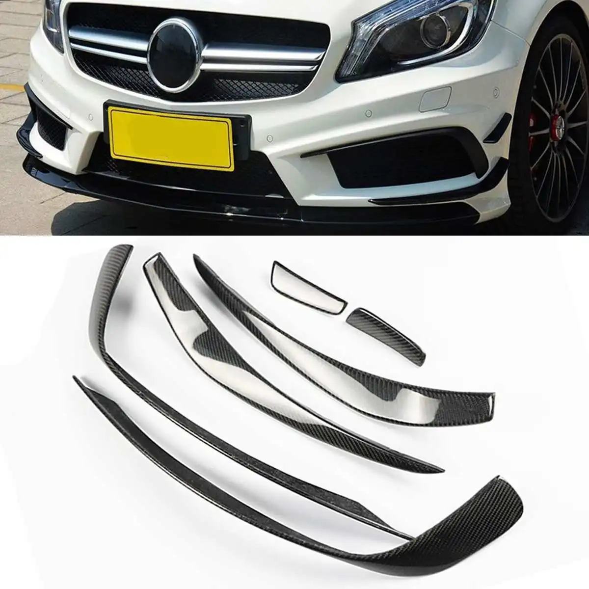 

Car Carbon Fiber Front Bumper Splitter Air Vent Cover Trim for Mercedes for Benz A W176 A45 AMG 2013-2015 Side Vent Sticker