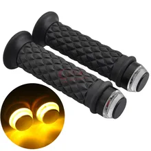 Универсальный 7/" 22 мм черный руль мотоцикла w/светодиодный индикатор сигнала поворота заглушка для розетки алюминий+ силикон