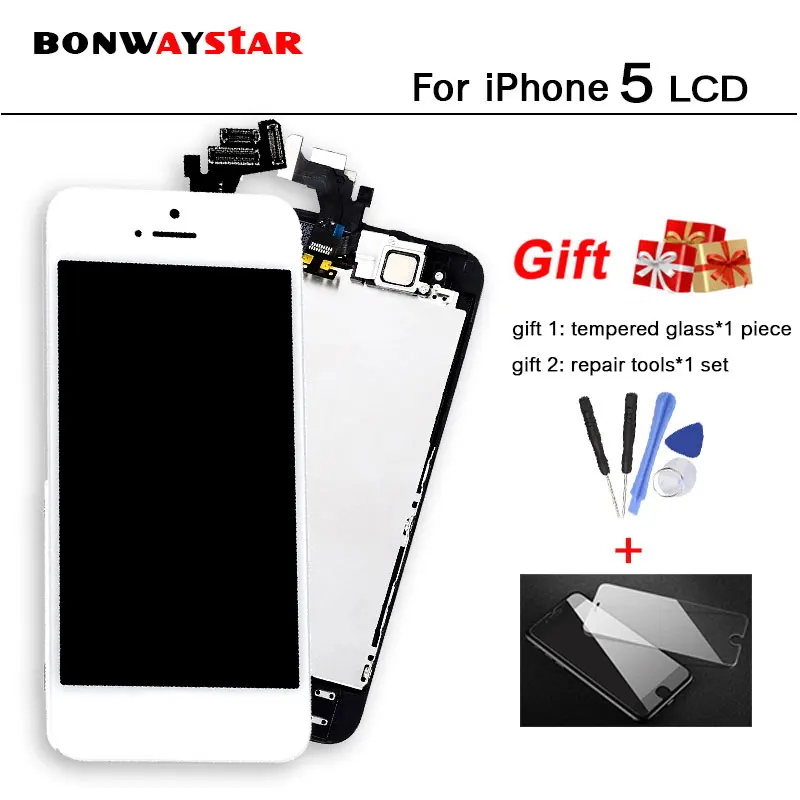 

For iPhone 5 5S 6 Plus 6S LCD Display Full Assembly Touch Screen Digitizer With Front Camera+Home Button+Tools+Tempered Film