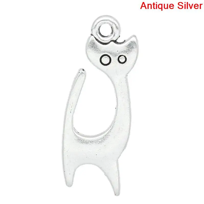 

Lovely Charm Pendants Cat Animal Antique Silver 23x9mm,50PCs (B23115)
