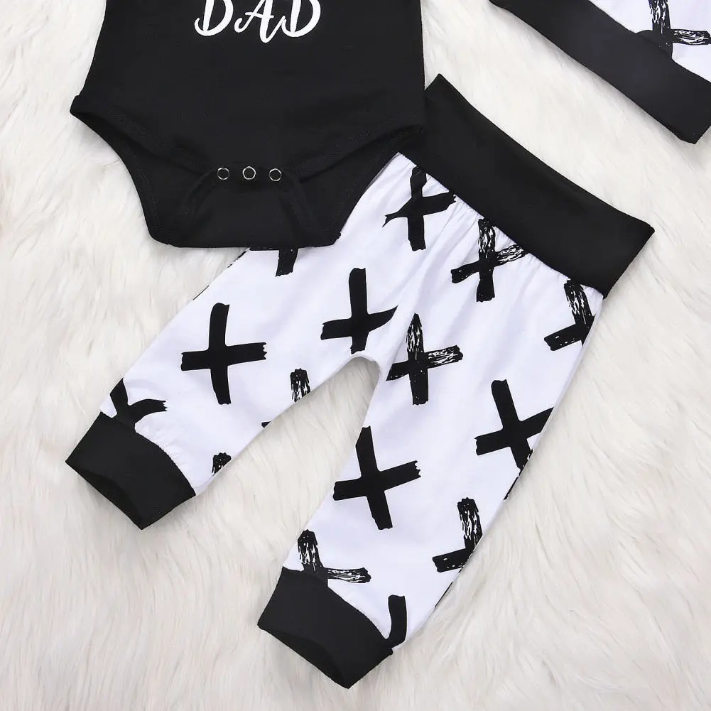 Pudcoco Boy Set 0-24M 3Pcs Newborn Baby Boys Cotton Top Romper Pants Leggings Outfits Clothes