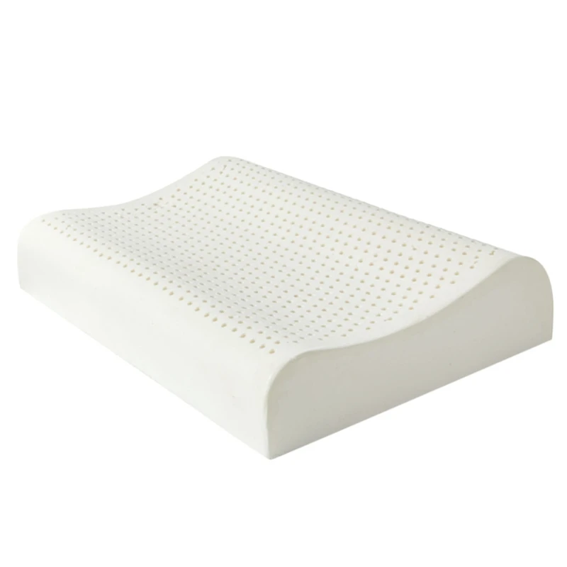 

Purenlatex White Latex Rose Pattern Adult Curved Wave Pure Natural Neck Protection Pillow Vertebra Massage Latex Pillow