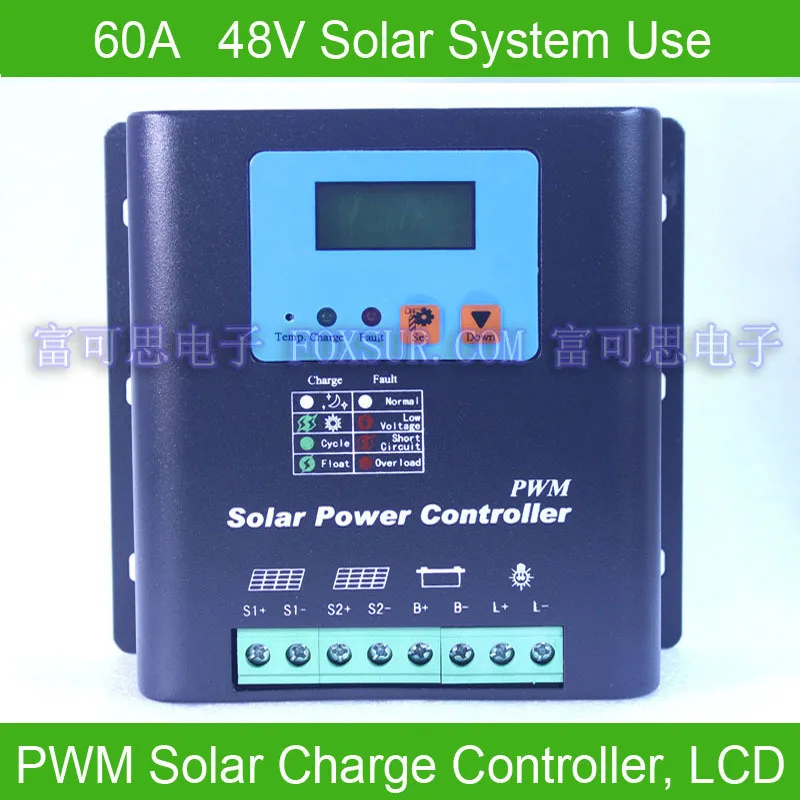60a 48 v Pwm регулятором солнечного заряда контроллер с ЖК-дисплеем Дисплей Батарея Напряжение и Ёмкость, Hiquality Дисплей зарядки для Решетки Pv C