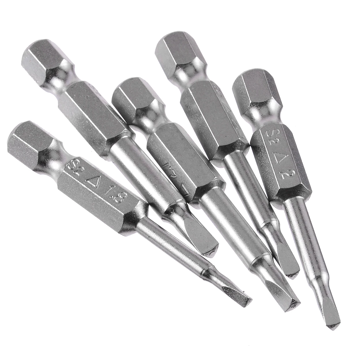 5pcs S2 Steel Triangle Head Screwdriver Drill Bits 1/4 Inch Hex Shank Screw Drivers 50mm Length