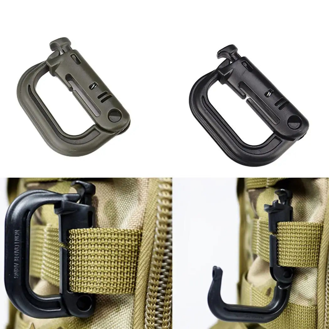 1pc Grimloc Molle Carabiner D Locking Ring Mount D Ring Clip Snap Hook