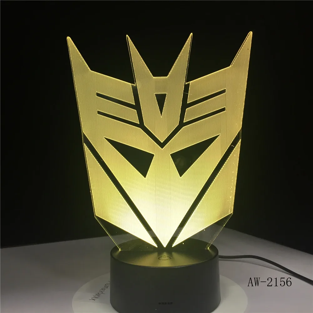 3D Optimus Prime персонаж мальчик подарок Трансформеры маска Иллюзия стол RGB Led ночник красочный Lamparas лампа AW-2156
