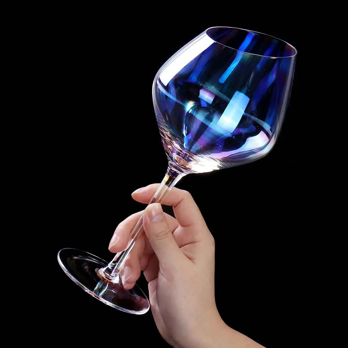 

2Pcs Rainbow plated crystal glass wine Slanting glasses wineglass cup champagne glasses Bar Hotel party home wedding Drinkware