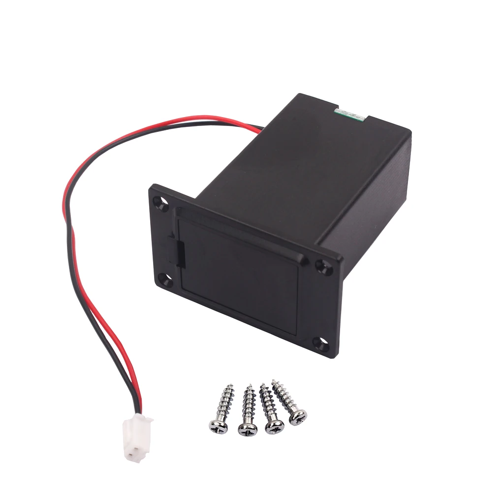 

Flat Mounting Black 9v Battery Case Box Compartment Cover Case with 4 Screws for Ukulele Guitar Bass Pickup