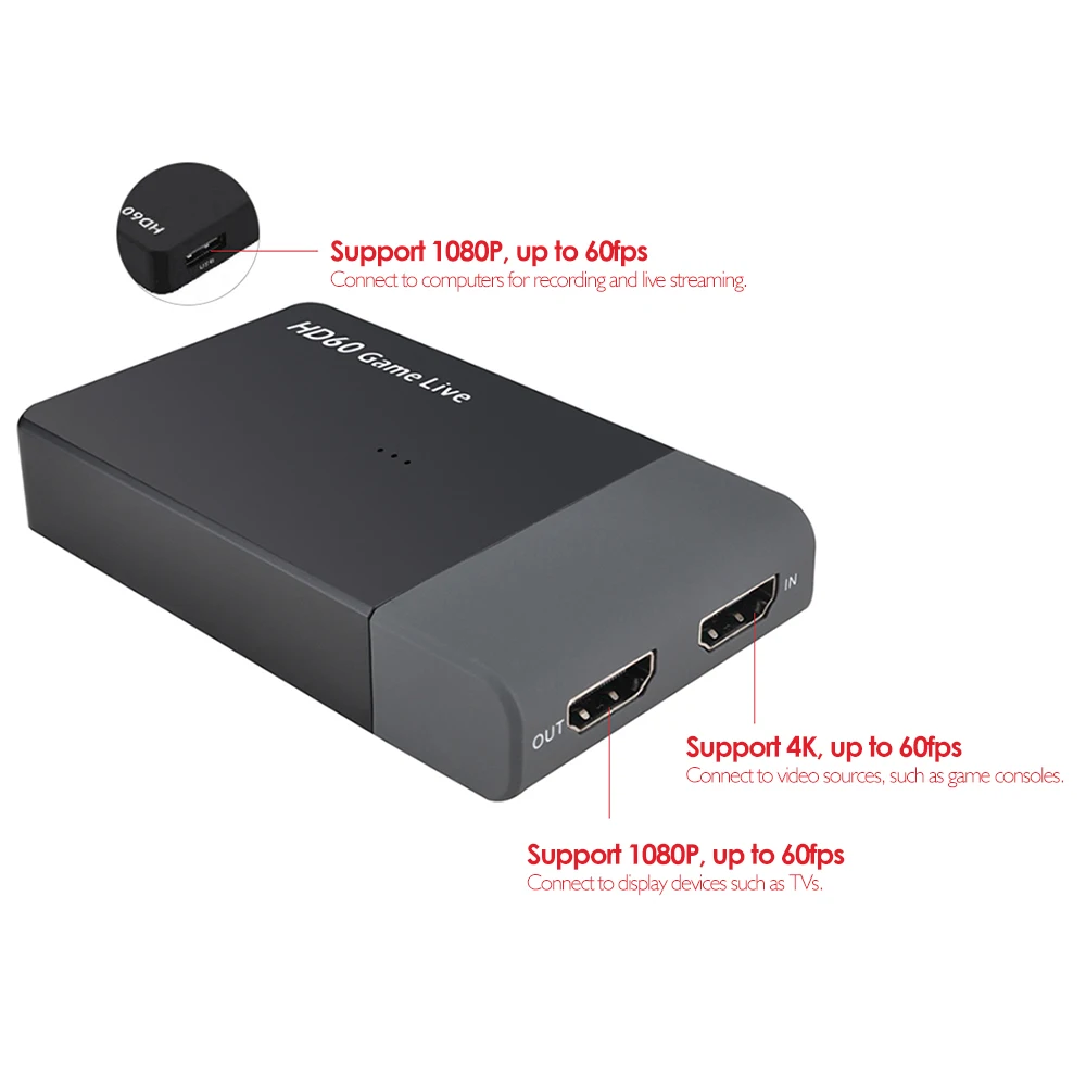 Ezcap 261 м USB 3,0 HD видеозахвата 4K 1080P игра живое потоковое видео конвертер Поддержка 4K видео вход микрофон для xbox One PS4