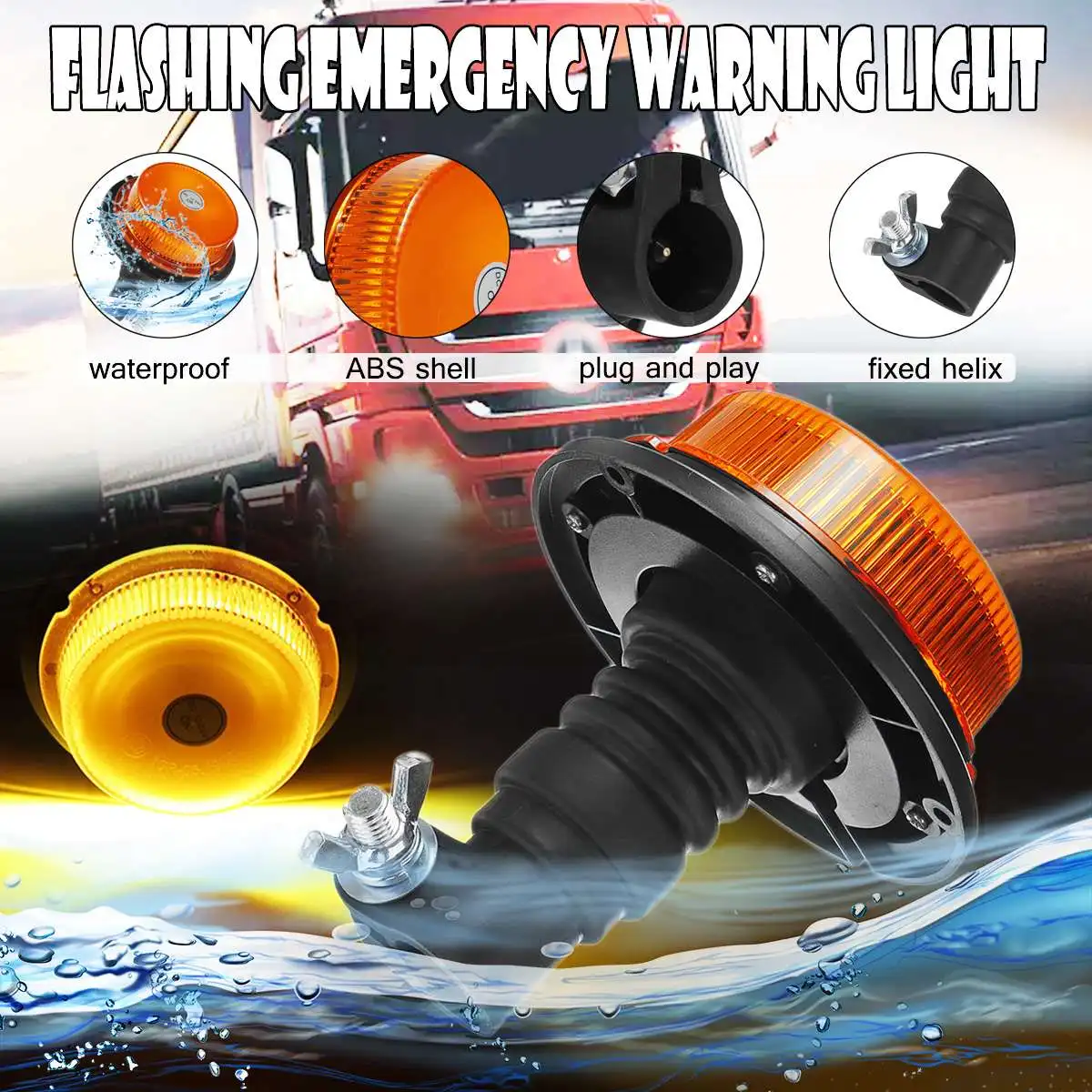 

LED Flashing Warning Light Waterproof Car Truck Emergency Light Flashing Firemen Lights 12-24V for Agricultural Vehicle Tractor