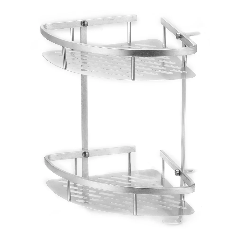 Space Aluminum Bathroom Corner Shelf Triangular Shower Shampoo Soap