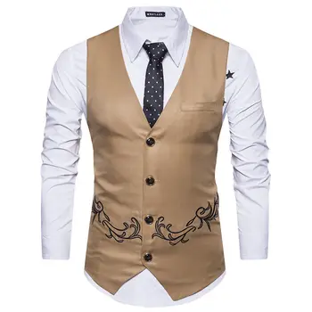

Mens Vogue Formal embroidery Blzers Suit Vests Male Business Tops Suit Vest Man Work Snart Casual Dress Blazer Vest Coats New