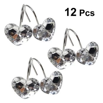

12pcs Crystal Shower Hooks Curtain Hooks Rust Resistant Hooks