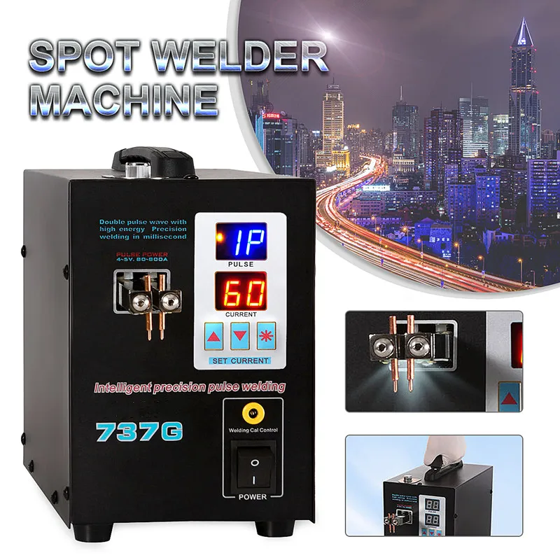 

S737G Battery Spot Weldering Machine Pulse Double Digital Display Led Light Adjustable Spot Welding Machine Battery Pack