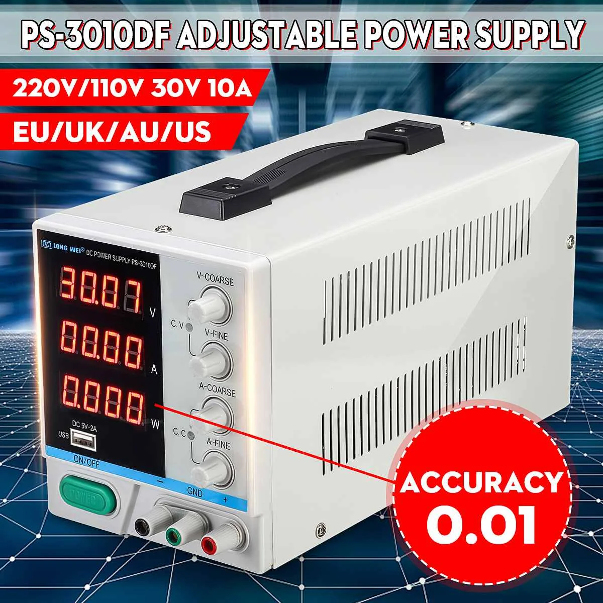 

High Precision High Power Adjustable LED Display Switching DC Power Supply 10V/220V0~30V 0~10A For Laboratory and Teaching