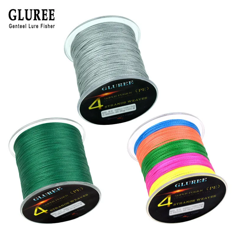 GLUREE 300 M/328 ساحات 4 تقف PE خط مضفر خيط صنارة الصيد 100% PE المتعددة الشعيرات خيط صنارة الصيد سوبر قوي عالية الجودة 15LB-50LB