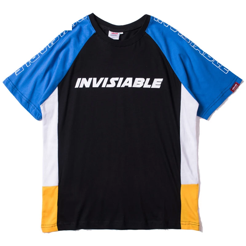 

Summer 2019 Men Hip Hop T Shirts Color Block Patchwork T-shirt Streetwear Letter Printed Tshirt Harajuku Tops Tees Hiphop Wj201