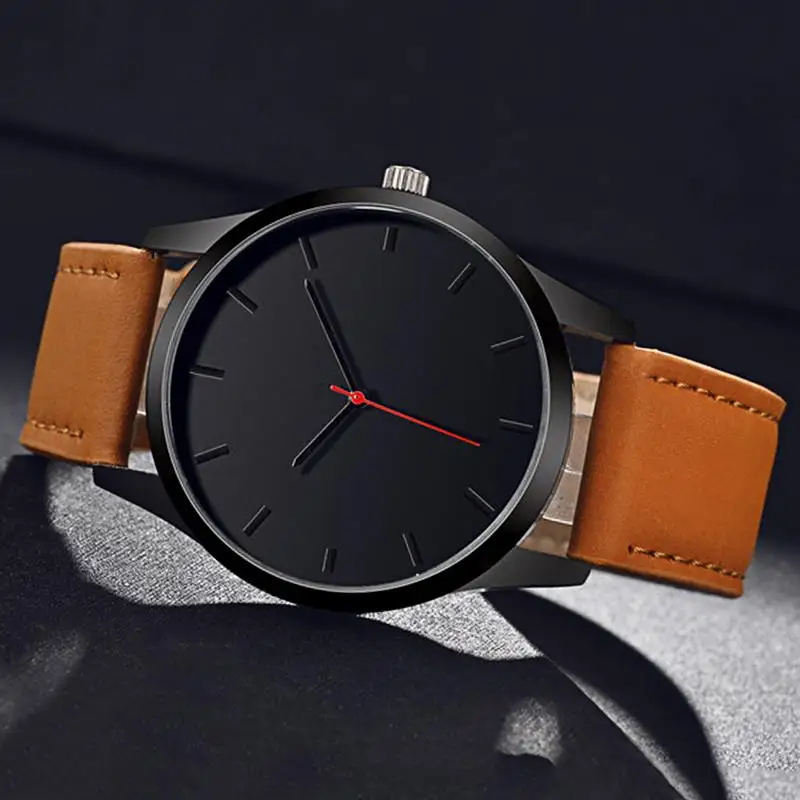 

Erkek Kol Saati Luxury Watch Men's Leather Band Stainless Steel Analog Quartz Wristwatch Military Sport Black MInimalist Watches