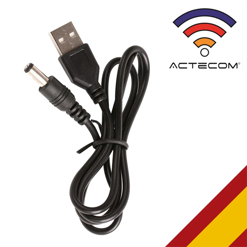 ACTECOM Cable USB Cargador para Tablet Android mp3 5.5mm 5v 2A 1m alimentación DC Carga