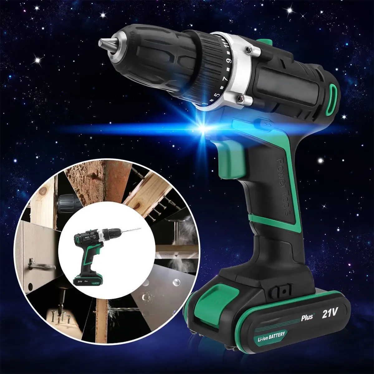 

45Nm 21V Plus Electric Screwdriver Cordless Drills Driver Power Tools Included Rechargeable Lithium-ion Battery with LED lights