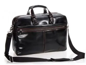

Luxury Men Leather Briefcase Men Business Bag Genuine Leather Briefcase male 15"Laptop Bag portfolia attache office Bag Black