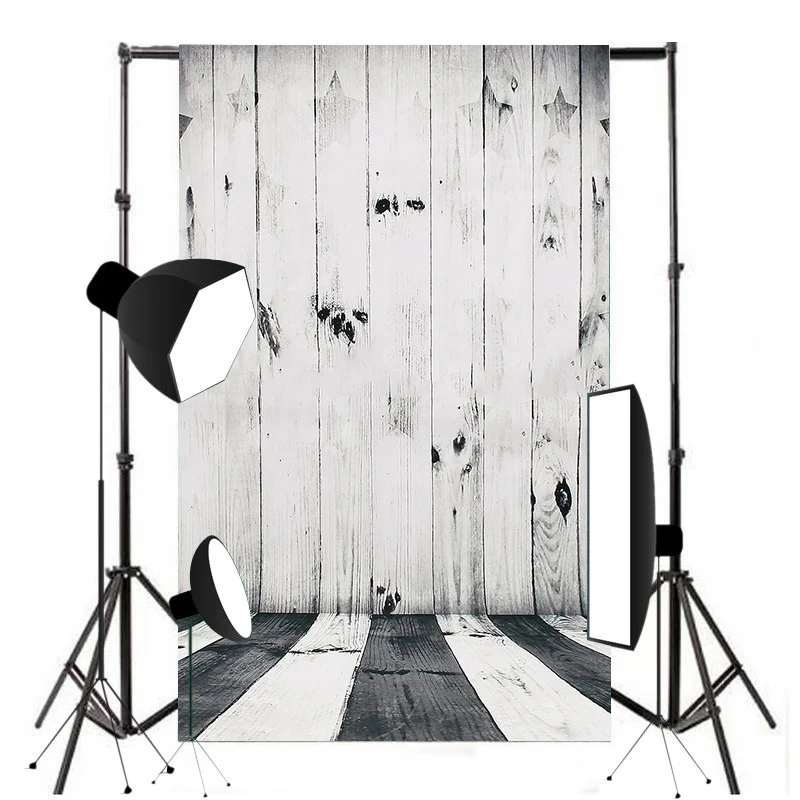 

Maytir 1pc High Quality Wood Floor background Raw Silk Cloth Black White Wood Photography Backdrop Studio Prop 0.6*0.9m