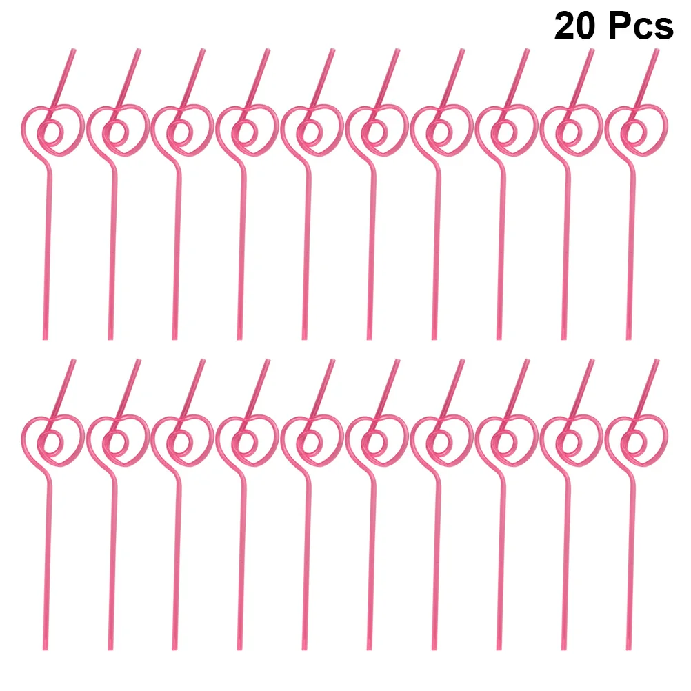 20 шт одноразовые соломинки прозрачные пластиковые питьевые соломинки декоративные принадлежности для вечерние ресторанный бар(сердце