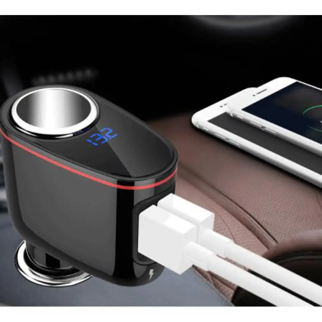 Цифровой дисплей Автомобильный адаптер многофункциональный двойной USB 3 6 5 V/3A V 9