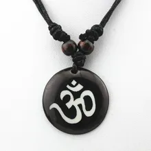 Colar com pingente de amuleto, colar de pingente budista híbrida aum om ohm com strass